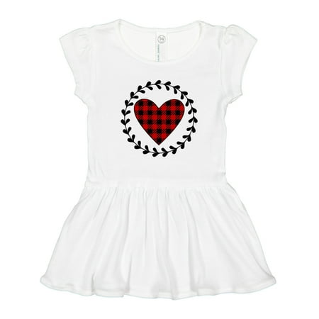 

Inktastic Valentines Day Buffalo Plaid Heart Gift Toddler Girl Dress
