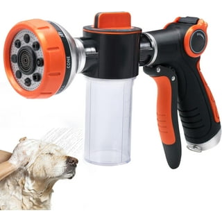 Pup Jet Dog Wash Hose Attachment,8 Spray Pattern Dog Hose Nozzle with Dog  Bathing Brush and 3.5oz/100cc Soap Dispenser Bottle,3/4 In Standard Garden