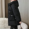 thumbnail image 4 of PiGOGI Women's Winter Jacket Hooded Casual Winter Coat Fall Outerwear Black XL, 4 of 5