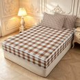 thumbnail image 2 of Manfei Minimalism Checkered Zipper Twin Comforter Sets with Fitted Sheet and 2 Pillowcases,Geometric Check Zipper Bedding Set,Brown White,Light Gray Reversible,4pcs, 2 of 8