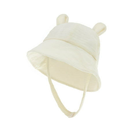 

jaweiw Baby Outdoor Sunhat Wide Brim Drawstrings Sun Screen Cartoon Bear Ears Beach Hat