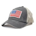 thumbnail image 2 of AMERTEER Unisex Casual Flag Embroidery Mesh Splice Hat Adjustable Washed Baseball Cap, 2 of 4