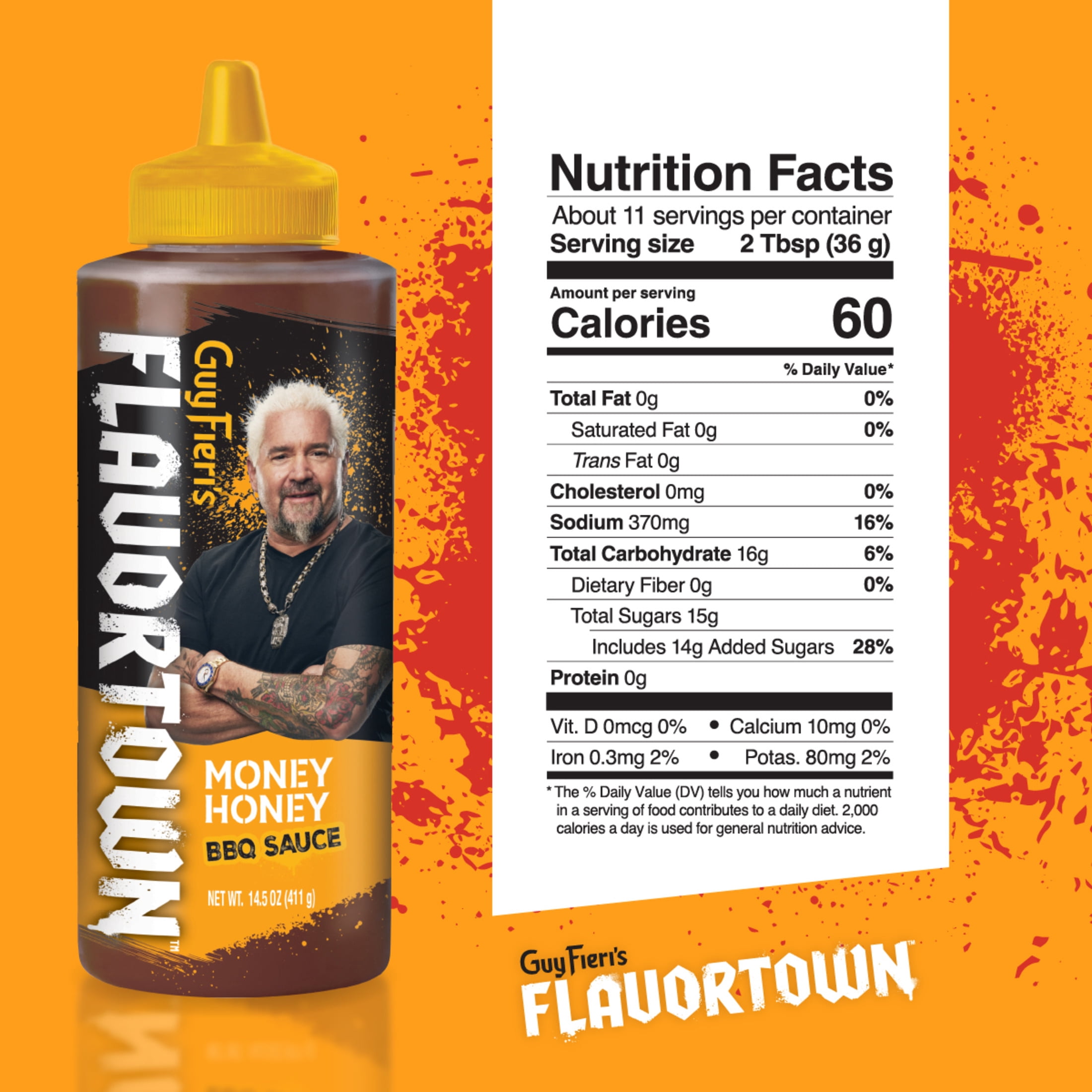 (3 pack) Guy Fieri Flavortown Money Honey BBQ Grilling Sauce, Sticky Glaze for Chicken Wings and Ribs, 14.5 oz