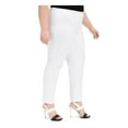 thumbnail image 3 of CALVIN KLEIN Womens White Zippered Evening Skinny Pants 14W, 3 of 5