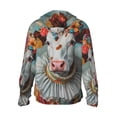 thumbnail image 2 of Goofa Vintage Colorful Floral Cow Printed Women's UPF 50+ Sun Protection Hoodie Jacket Lightweight Long Sleeve Sun Shirt for Women with Pocket Hiking Outdoor-Medium, 2 of 9