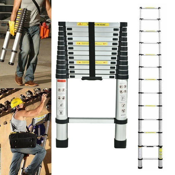 Telescoping Ladder, 16.4 FT Aluminum Extension Ladder 330 Pound Capacity, Collapsible Ladders for Home, Lightweight Portable Roof Ladders with Locking Mechanism, Multi Purpose Loft Ladder Attic Ladder