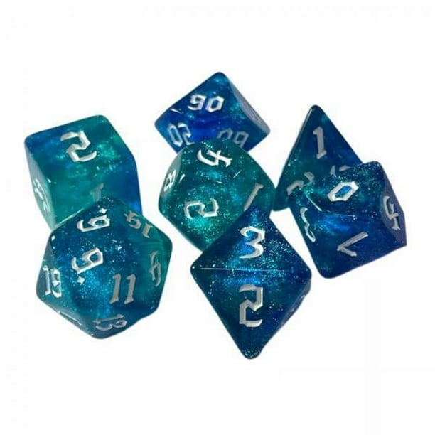 Dados poliédricos,Juego de dados poliédricos de 7 dados Bolsas Enseñanza de matemáticas,Dados poliédricos Juego de fiesta de dados de resina de colores,Juego de rol Juego de dados