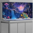 thumbnail image 6 of Galaxy Space Planet Aquarium Background, Waterfall Landscape Tapestry Fantasy Mountain Wave Wall Tapestry Mysterious Neon Plants Fish Tank, 6 of 7