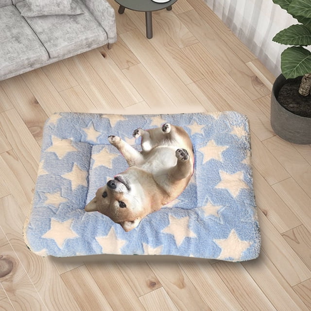 Cama ortopédica para perros, 1 unidad, 40 x 30 x 3 cm, colchoneta para jaula con base antideslizante y autocalentable para mayor comodidad de mascotas mayores con artritis (azul).
