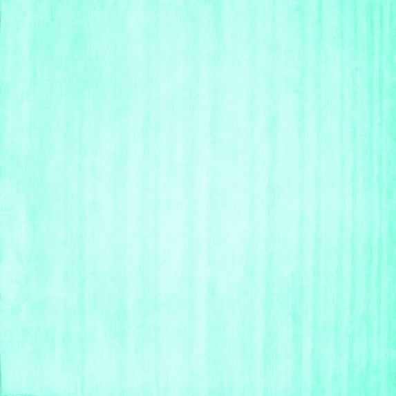 Ahgly Company Machine Washable Indoor Square Solid Turquoise Blue Modern Area Rugs, 7' Square