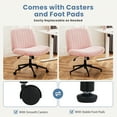 thumbnail image 3 of EDX Armless Office Chair Criss Cross Legged Chair with Wheels, Comfy Home Dressing Chairs, Pink, 3 of 9