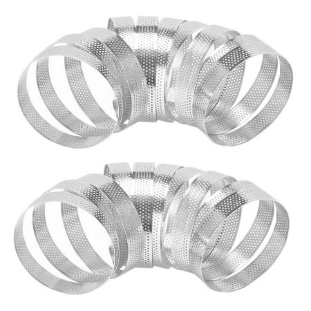 

20Pcs Circular Tart Rings with Holes Stainless Steel Fruit Pie Quiches Cake Mousse Mold Kitchen Baking Mould 10cm