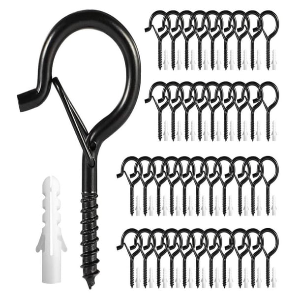 Ganchos de techo, 40 piezas de ganchos de tornillo para colgar plantas, vasos, luces, utensilios, ganchos, interior y exterior para decoración de festivales, fiestas, diseño de hebilla de seguridad c JAMW Sencillez