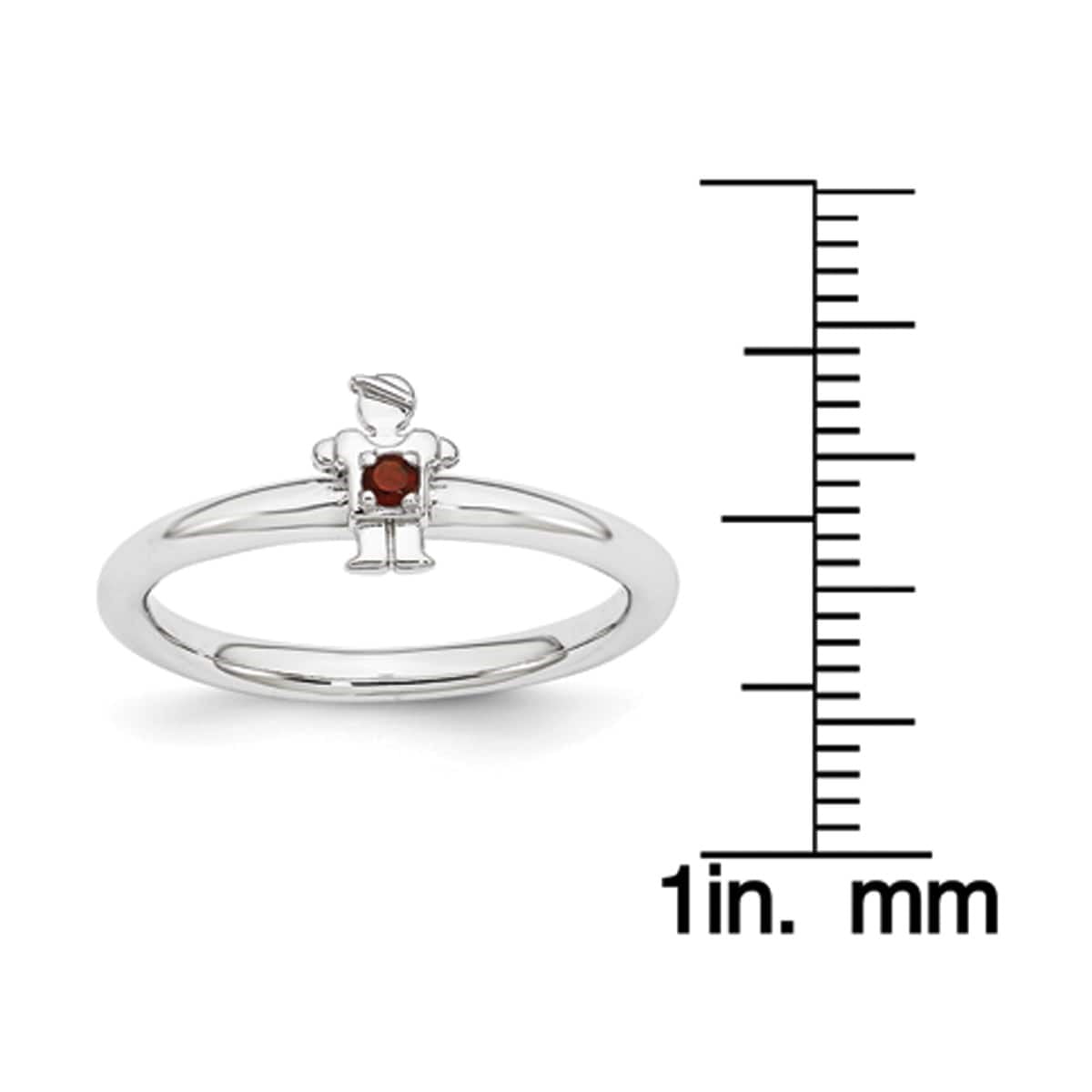 Stackable Expressions Garnet Sterling Silver Rhodium Boy Ring