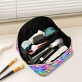 thumbnail image 2 of FORMRS Makeup Bag Travel Cosmetic Organizer for Women Fold Flat Zipper Pouch with Handle, Vibrant Geometric Pattern, 2 of 8