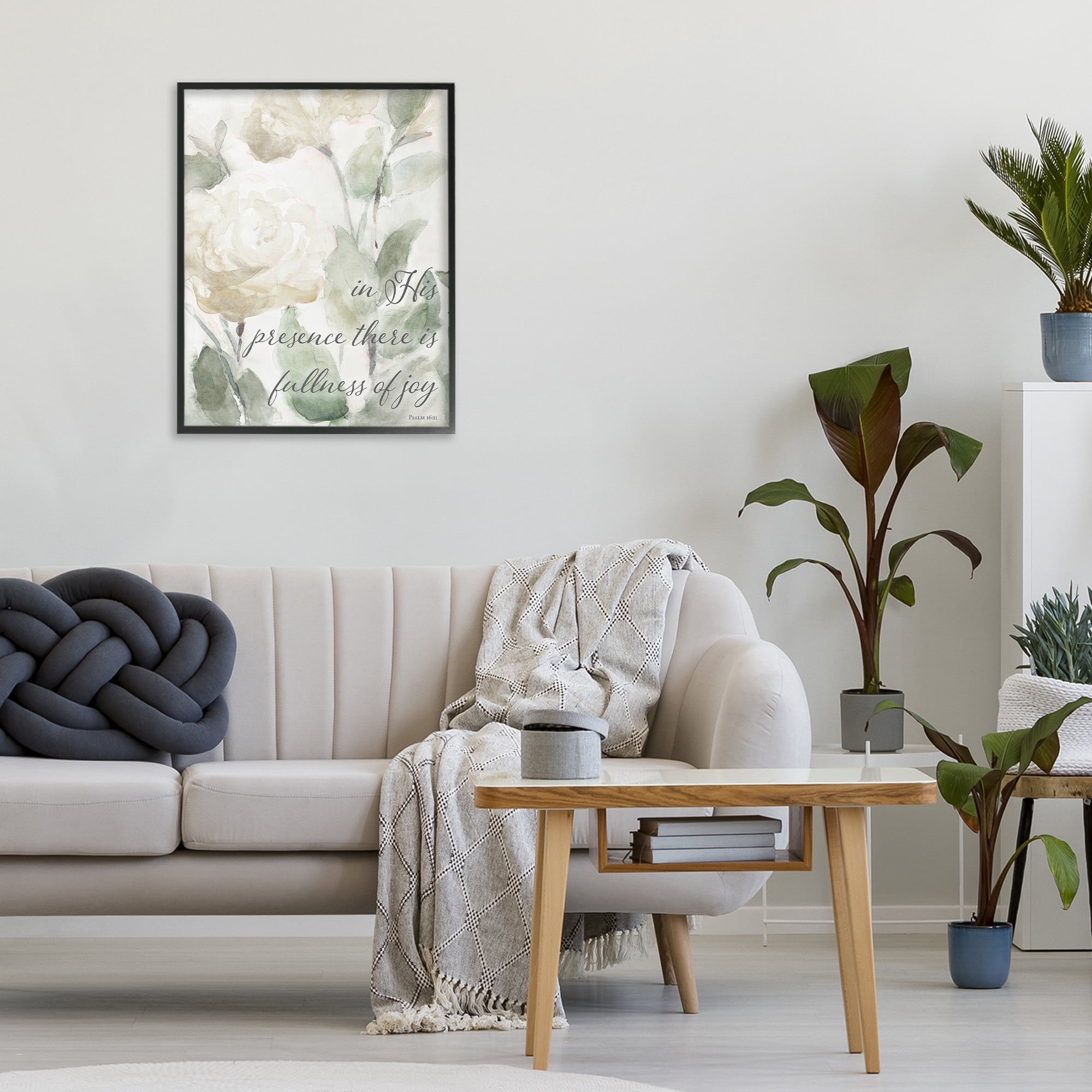 Stupell Industries His Presence Floral Scripture Black Framed Giclee Art, design by Lanie Loreth