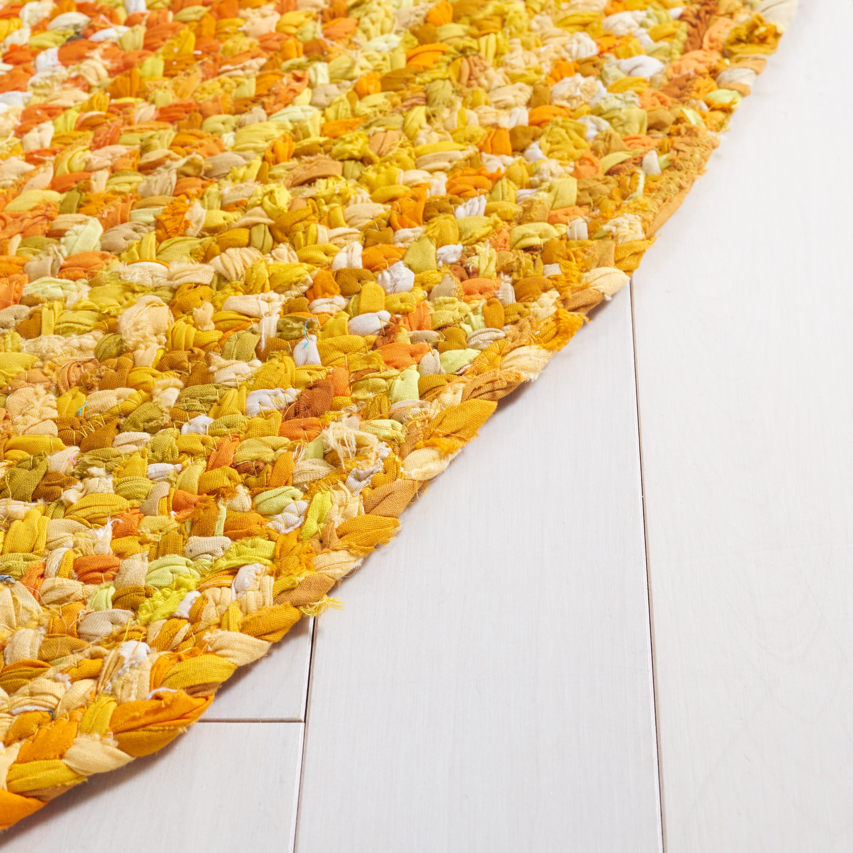 SAFAVIEH Braided Calvin Transitional Cotton Reversible Area Rug, Gold, 6' x 9' Oval