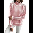 thumbnail image 3 of Suéteres de Otoño para Mujer, Modernos, Bonitos y Acogedores, de Cuello Alto, de Larga y Punto con Bloques de Color. Rosa XL, 3 of 10