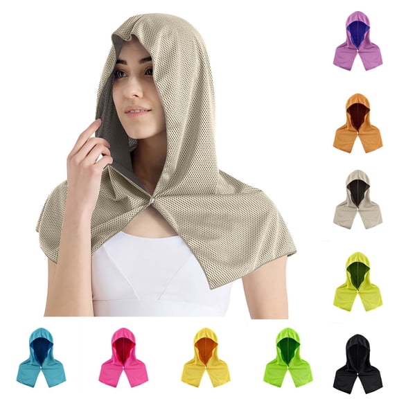 Qzwdhjm Hoodie Cooling Towels for Women Absorbent Quick-Drying Cooling Hooded Cover Ups for Neck and Face UV Sun Protection Cooling Wraps for Sporty