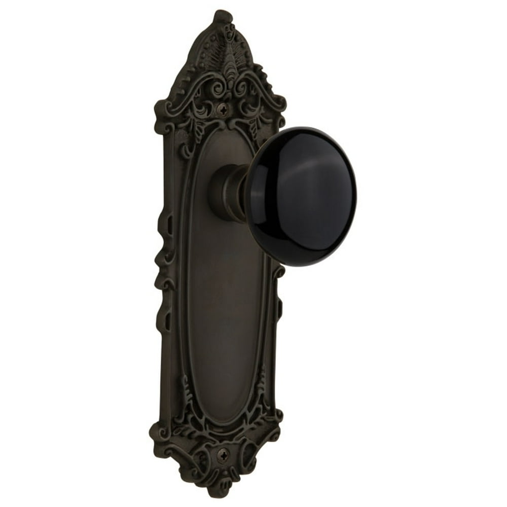 Nostalgic Warehouse Black Porcelain Door Knob with Victorian Plate