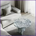 thumbnail image 4 of Grey Blue Natural Marble Coffee Table for Living Room – Ø17.7x15.8 Inch, Easy-Assemble, Unique Veining Decor, 4 of 9