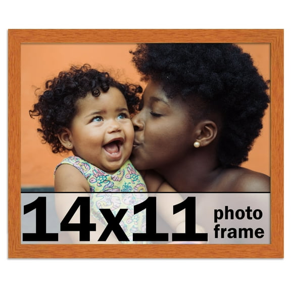 14x11 Frame Honey Pecan Brown Picture Frame - Modern Photo Frame Includes UV Acrylic Shatter Guard