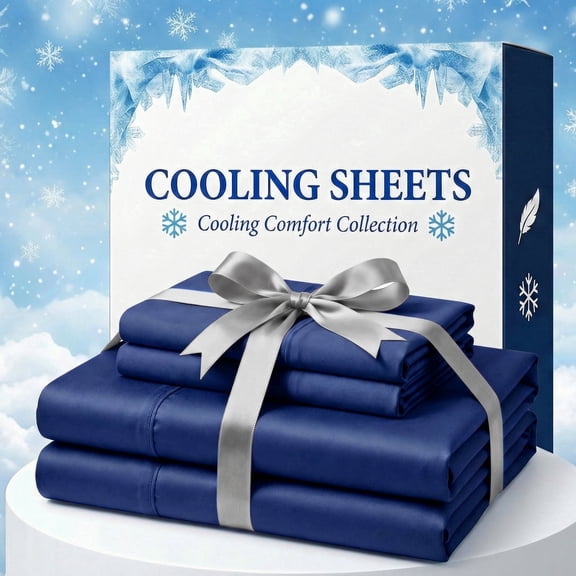 Deep Pocket Bamboo Fiber Sheet Set, Cooling Breathable Soft Wrinkle Resistant, Hypoallergenic & Easy Care for Bedroom( Navy Blue,Twin)