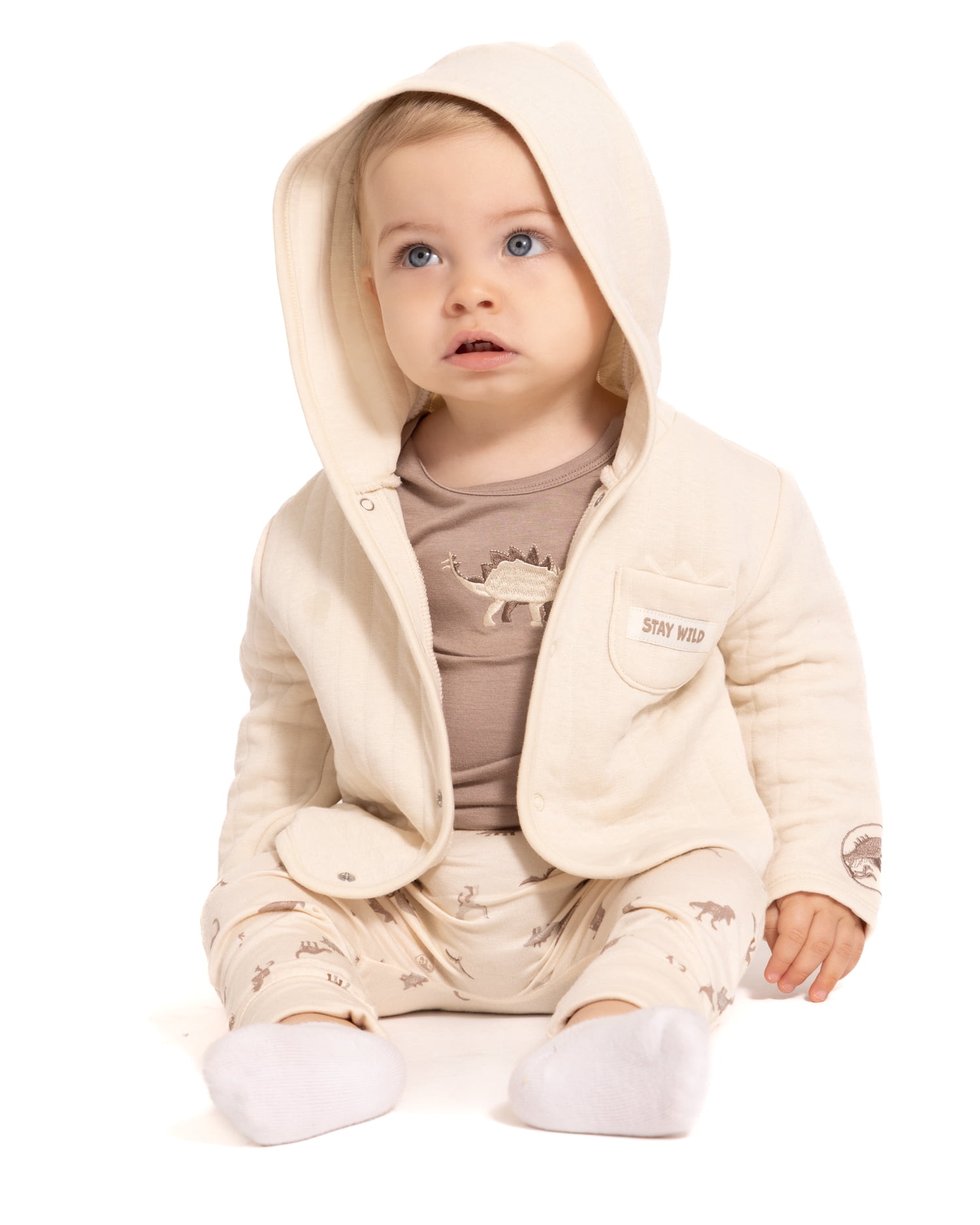 Jurassic World Baby Unisex Hooded Cardigan, Bodysuit and Pants, 3-Piece Outfit Set, Sizes Newborn-18M