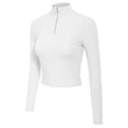 thumbnail image 3 of MixMatchy Women's Solid Long Sleeve Half Zip Up Mock Neck Ribbed Detail Sweater, 3 of 4