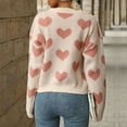 thumbnail image 4 of Suéter Con Estampado de Corazones, Dulce, Informal, Cuello Redondo, Manga Larga para Mujer, Vacaciones y Ocio, 4 of 7