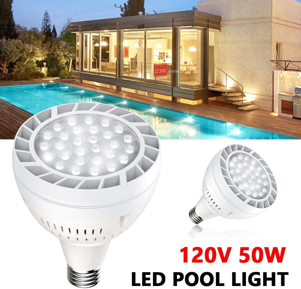 50W LED Pool Light Bulb 5000LM 120V 6000K Daylight White LED Swimming Pool Light Bulb Replaces up to 200-800W Traditionnal Bulb 