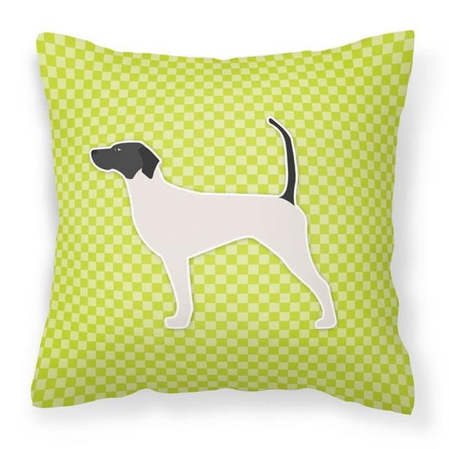 Carolines Treasures BB3795PW1818 English Pointer Checkerboard Green Fabric Decorative Pillow