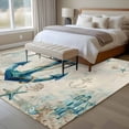 thumbnail image 5 of Nautical Teal Anchors Washable Living Room Rugs 5'x7', Starfish Corals Compass Retro Brown Map Low Pile Throw Large Area Rugs Non-Slip Sturdy Edge Binding Carpet for Dining Room Bedside Kitchen, 5 of 9