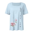 thumbnail image 4 of LYXSSBYX Clearance Plus Size Womens Shirts Women Neck Short Sleeve Casual Fashion Printed Button Top T-Shirt, 4 of 4