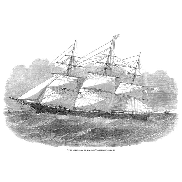 Clipper Ship, 1853. /Nthe American Clipper Ship 'Sovereign Of The Seas,' Designed By Donald Mckay. Wood Engraving, 1853. Poster Print by  (18 x 24)