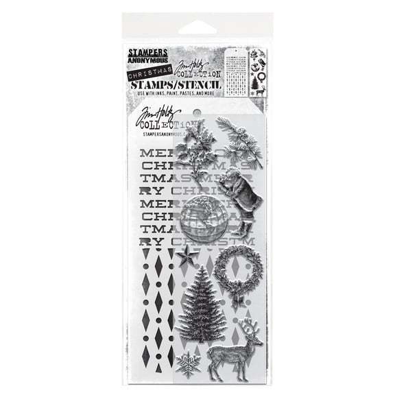 Tim Holtz Mixed-Media Stamps & Stencil-Set #52