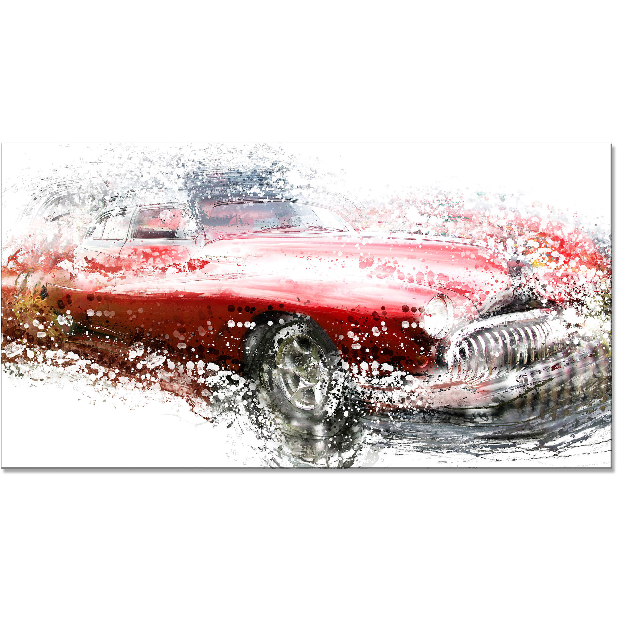 DESIGN ART Red Classic Luxury Car Small Gallery Wrapped Canvas