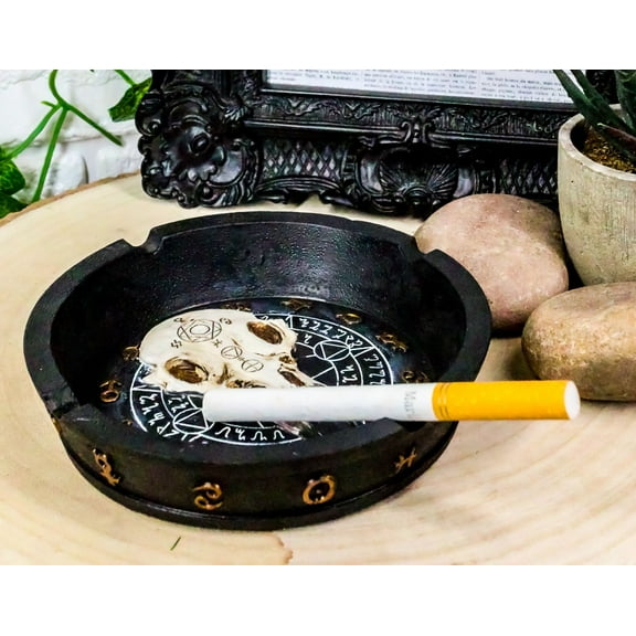 Ebros Occult Pentagram Moon Wheel Of The Year Horoscope Raven Skull Ashtray
