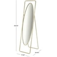 thumbnail image 3 of DecMode 17" x 66" Gold Metal Geometric Oval Floor Mirror with Rectangular Frame and Stand, 3 of 9