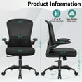 thumbnail image 3 of COOLHUT Office Chair, Ergonomic Desk Chair with Adjustable Lumbar Support, High Back Mesh Computer Chair with Flip-up Armrests-BIFMA Passed Task Chairs, Executive Chair for Home Office, Black, 3 of 12