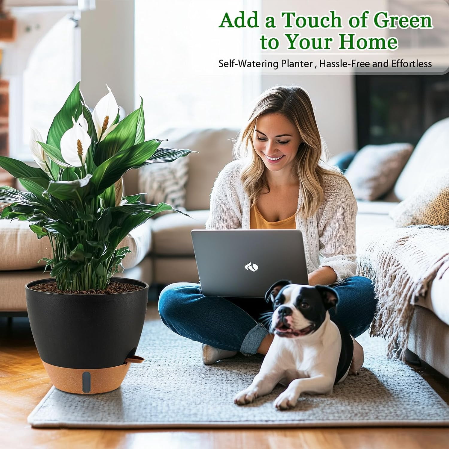 Self watering flower pot, suitable for indoor/outdoor plants with drainage holes and modern decorative flower pots. Different colors and specifications to choose from