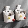 thumbnail image 2 of Juego de 2 cestas de almacenamiento de pared, organizadores colgantes para dormitorio, mesita de noche, baño, cajas de plástico multifuncionales, blancas o beige, diseño que ahorra espacio para organ, 2 of 6