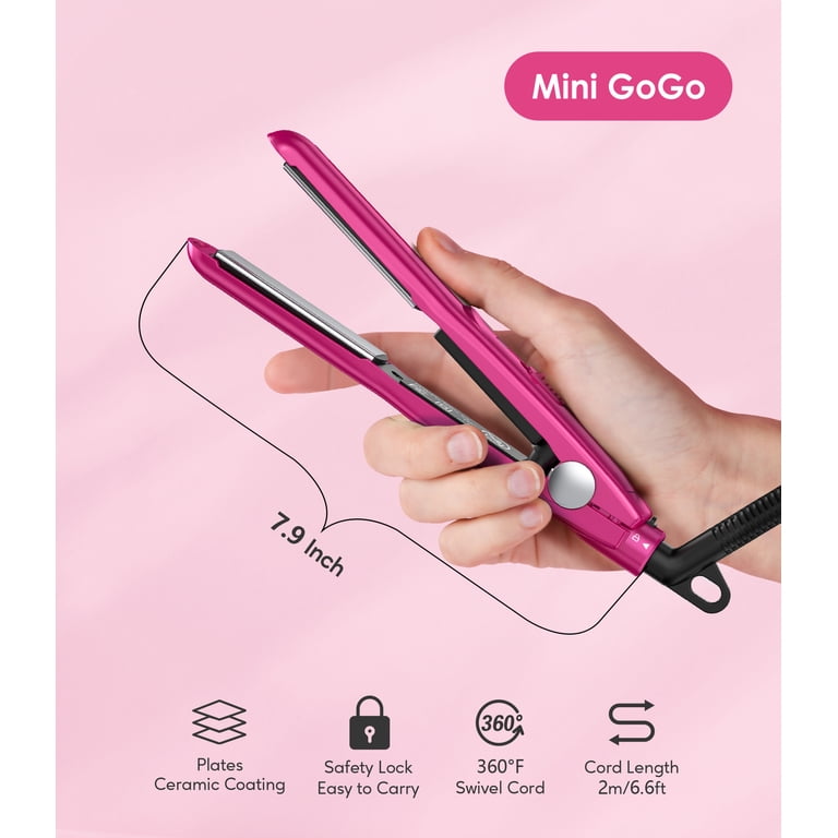 Terviiix 1/2" Mini Ceramic Flat Iron, Worldwide Voltage, Pink photo 4
