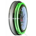 thumbnail image 3 of Nostalgic Green Double Neon Lighted Wall Clock Chrome, 3 of 6