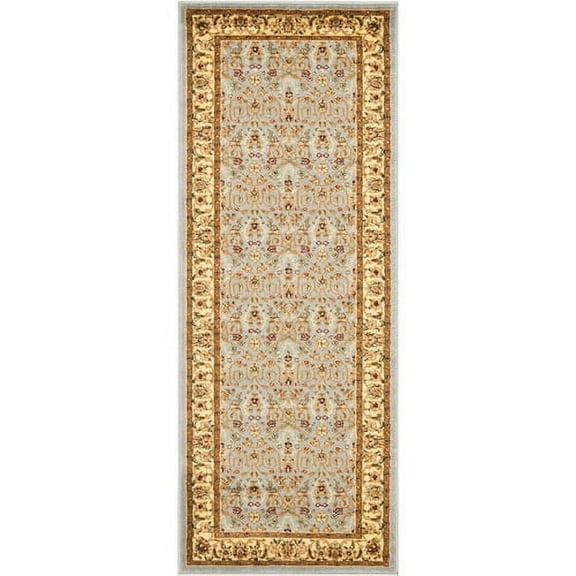 SAFAVIEH Lyndhurst Pearl Traditional Bordered Runner Rug, Light Blue/Ivory, 2'3" x 10'