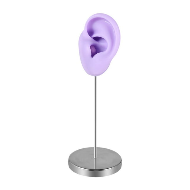 Organizador de modelos de orejas de silicona, soporte de exhibición de aretes reutilizable para partes del cuerpo. Púrpura a la izquierda