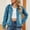 Light Blue, variant on Azrian Cyber Sweaters Plus Size Women's Fashion Color Lapel Look Slimmer Sleeve Denim Jacket S,Light Blue