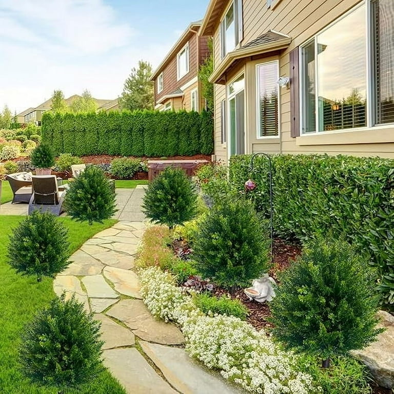 Moocorvic 24.8" Artificial Cedar Topiary Outdoors Plants Fake Shrubs for  Front Porch Garden Yard Lawn Decor - Walmart.com