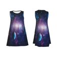 thumbnail image 3 of Bixox Planets Stars And Galaxies1 Print Women's Sleeveless A-Line Dress with Pockets, Casual Knee-Length Tank Dress for Summer-Small, 3 of 7