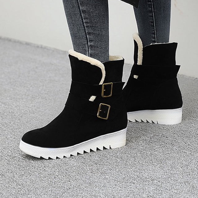 Chaussures Neige et Hiver Bout Rond Mode Chaudes Bottes Courtes Grande Taille pour Femmes Mode Habillée en Liquidation